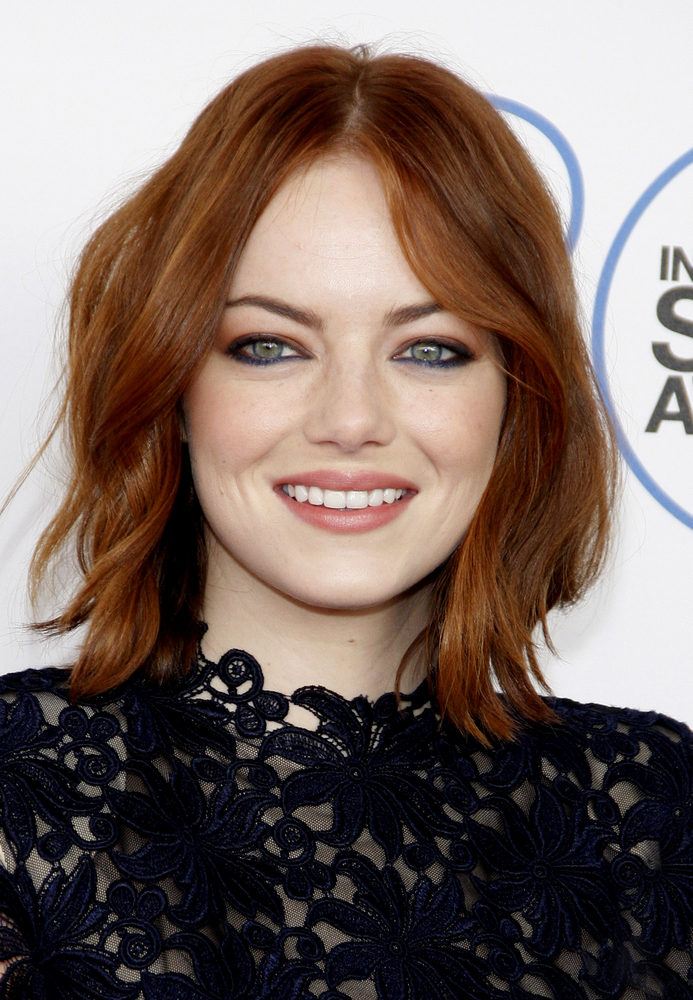 Emma Stone with metallic red hair