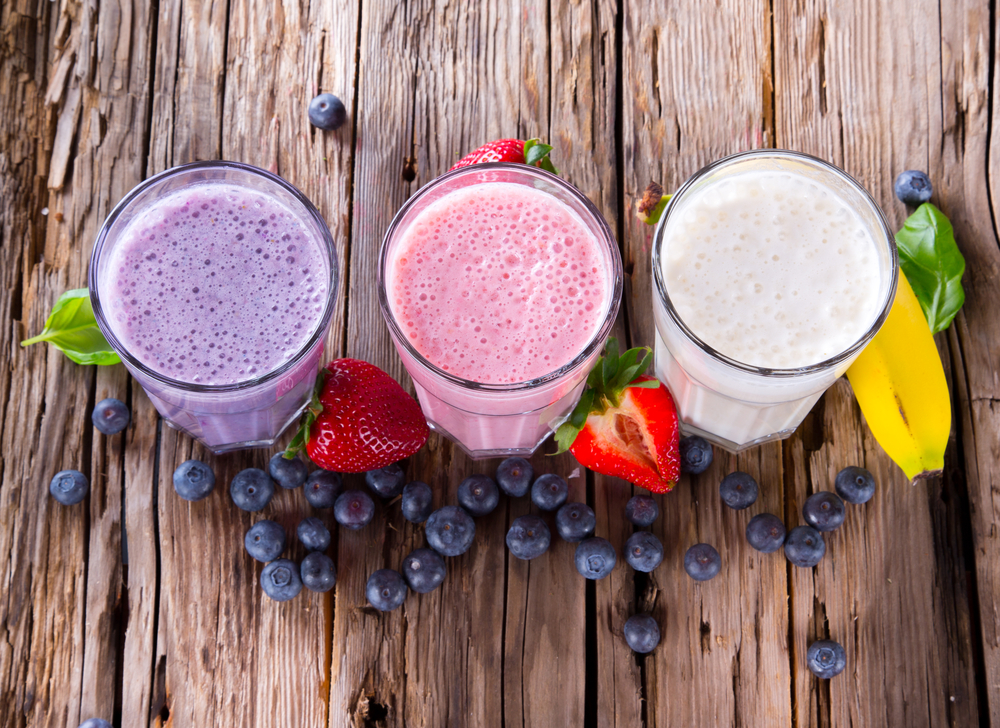 Smoothies on a wood table