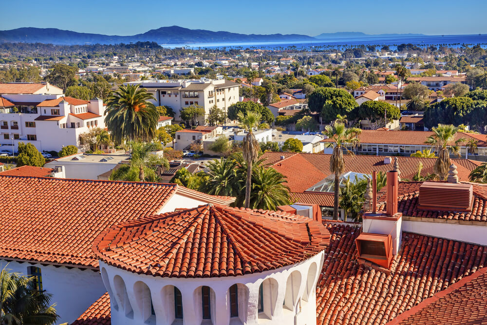 View of orange rooftops in Santa Barbara
