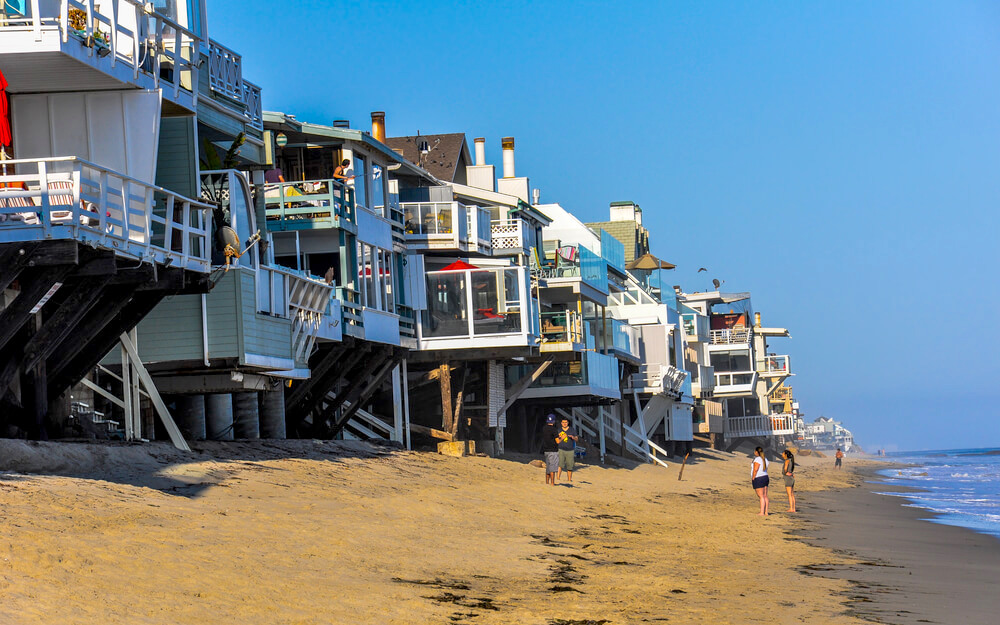 MALIBU, CA - MAY 13: Luxury villas on the rocky coast of Malibu beach on May 13, 2013
