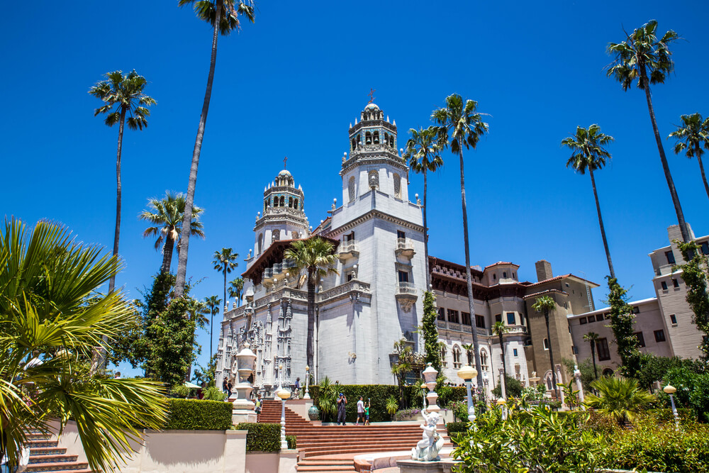 San Simeon,CA June 2017- East side view of Hearst Castle. Home of William Randolph Hearst who is a successful newspaper publisher during the early part of 1900.