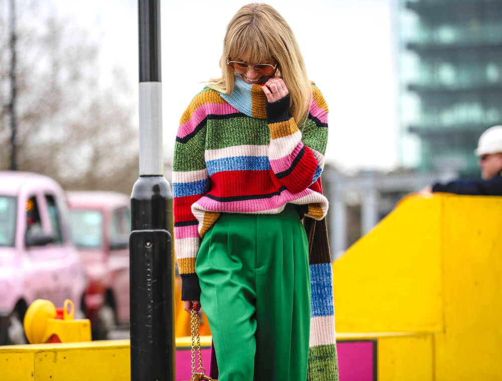 LONDON, UK- February 16 2019: Jeanette Friis Madsen on the street during the London Fashion Week.