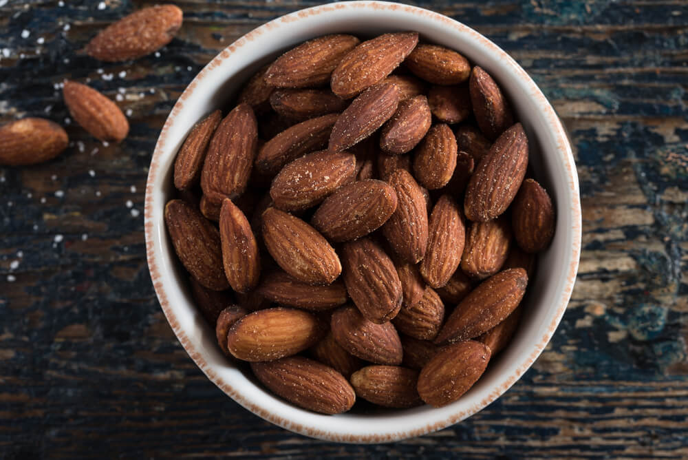 Bowl of roasted almonds