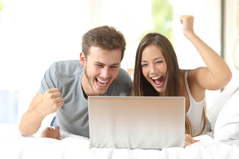 Couple playing game on video chat