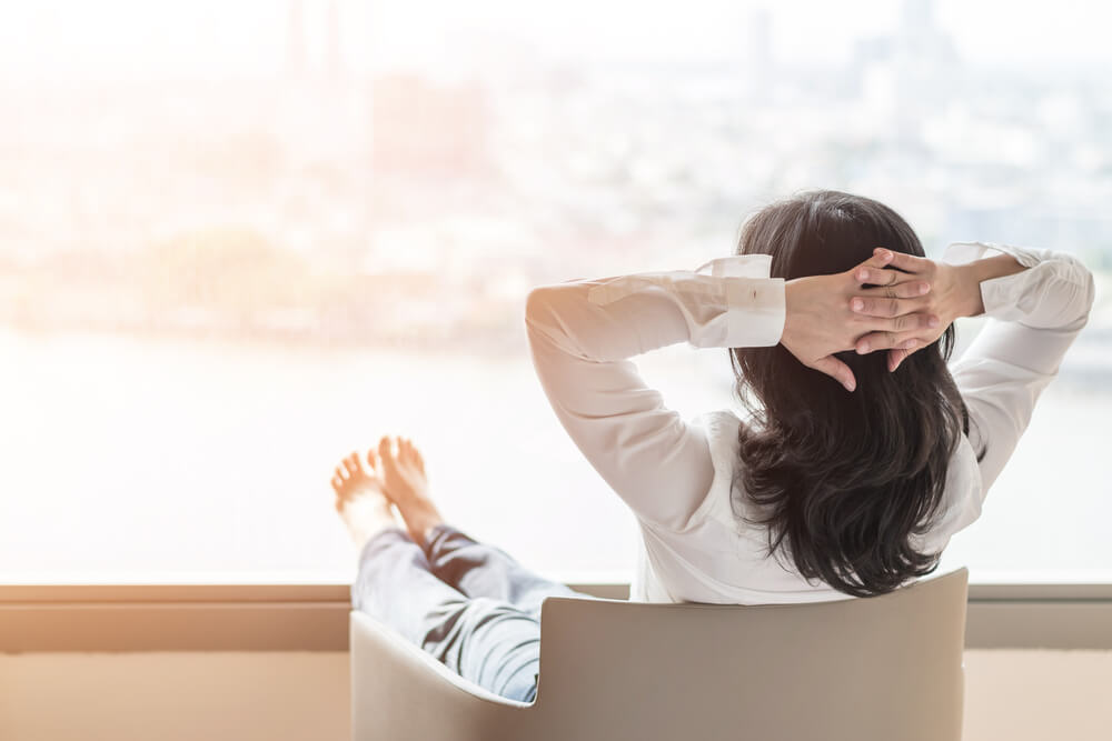 woman taking a break from work