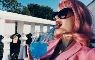 Woman on solo date on her balcony